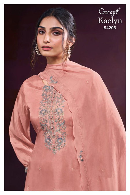 Kaelyn 4205 By Ganga Bemberg Silk Designer Salwar Suits Exporters In India